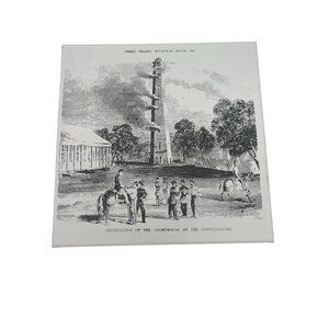 Tybee Island GA Civil War Lighthouse Destruction Ceramic Tile 7.75"